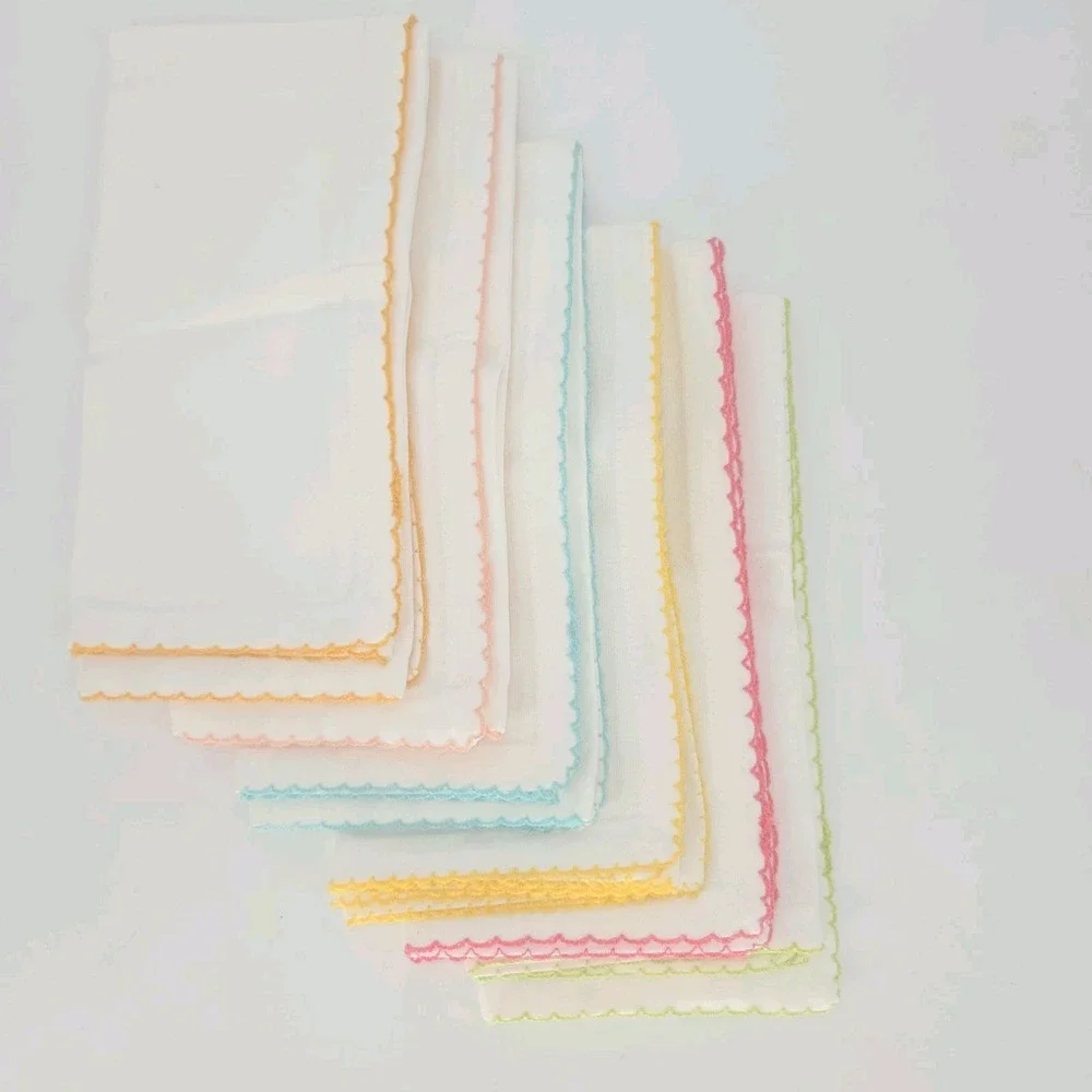 Kohl's Blossoms & Blooms Boutique Cloth Napkins Set 6 Color Crochet Trim 19